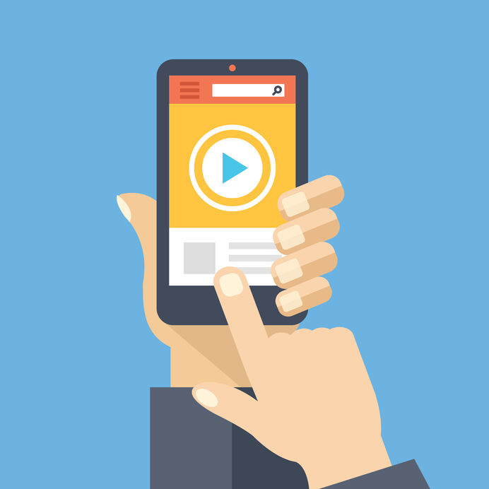 vector illustration of video app on smart phone